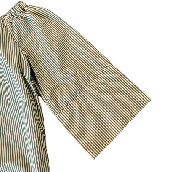 Free Assembly Women's Cold Shoulder Green Stripes Top Blouse ¾ Sleeves Size M - Picture 5 of 10